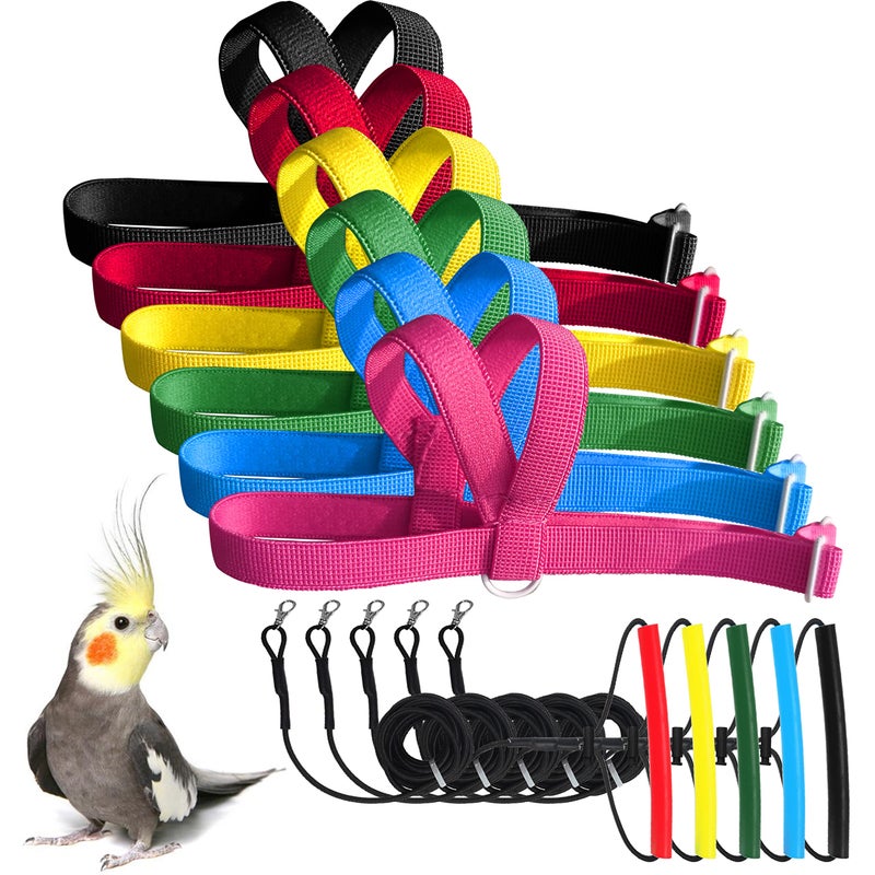 VANTRONIK VANFAVORI Adjustable Bird Harness with 80 Inch Leash, Outdoor Flying Training Rope Kit for Bird Parrots S Size Weight 75-110 Grams, One Piece(Colors May Vary) - Image 1